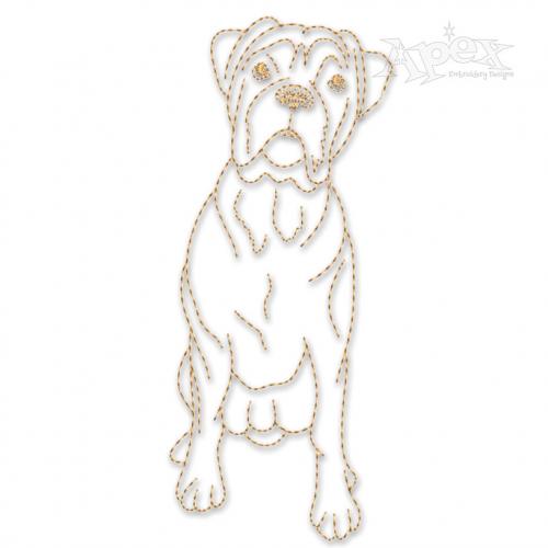 Boxer Dog Sketch Embroidery Design
