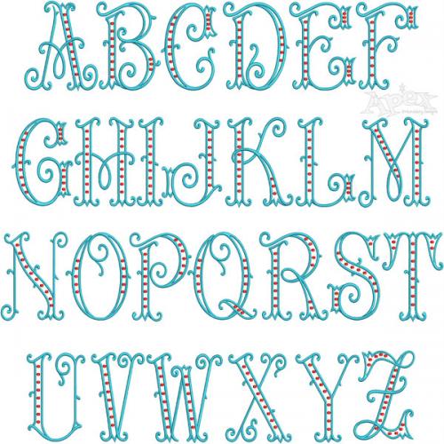 Arabesque With Dots Embroidery Fonts
