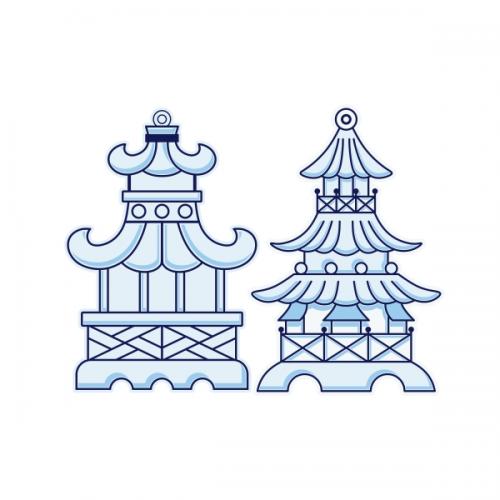 Asia Asian Pagoda Cuttable Design