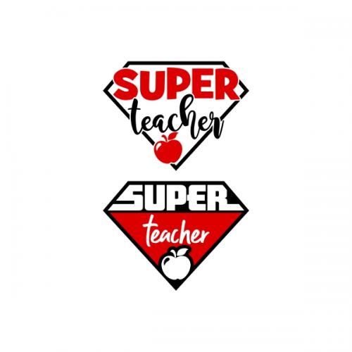 Super Teacher Apple Diamond SVG Cuttable Design