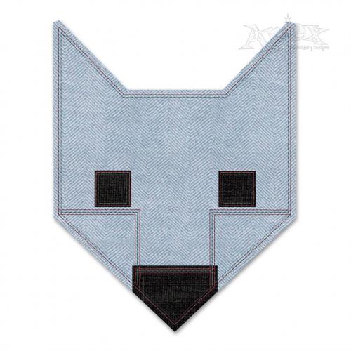 Geometric Wolf Applique Embroidery Design
