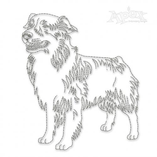 Australian Shepherd Dog Sketch Embroidery Design
