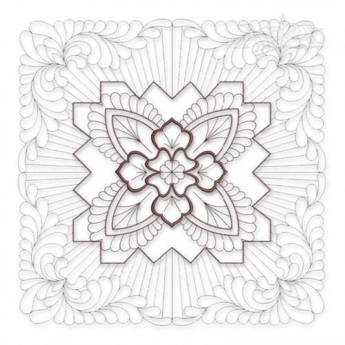 Floral Pattern #1 Extra Large Quilt Block Embroidery Design