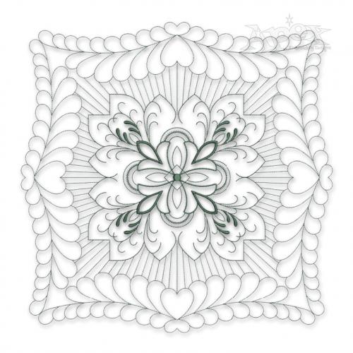 Floral Pattern #4 Extra Large Quilt Block Embroidery Design