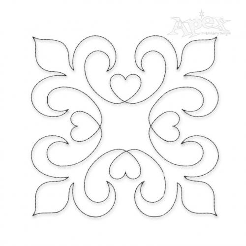 Fleur Heart Quilt Block Embroidery Design