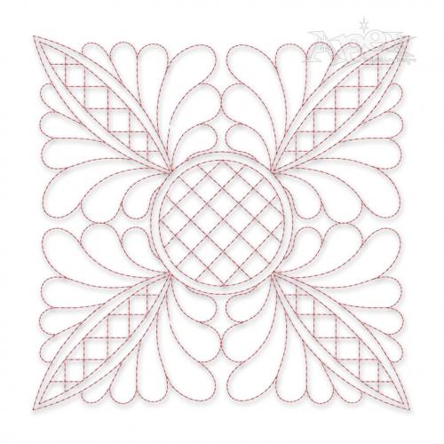 Floral Quarter Quilt Block Embroidery Design