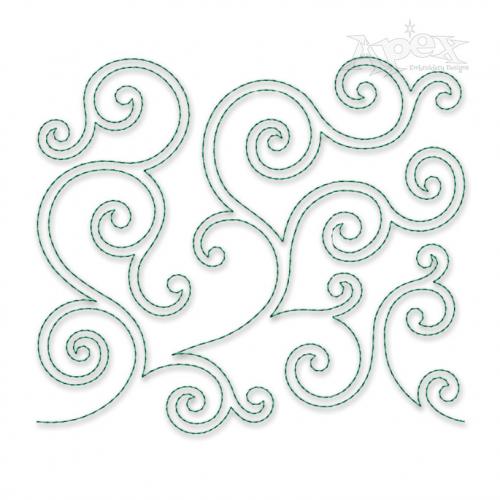 Swirling Curves Edge-to-Edge Quilt Block Embroidery Design