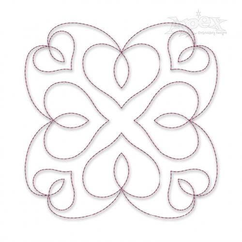 Quarter Hearts Quilt Block Embroidery Design