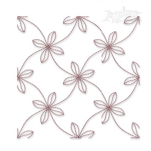 Simple Flower Pattern Edge-to-Edge Quilt Block Embroidery Design