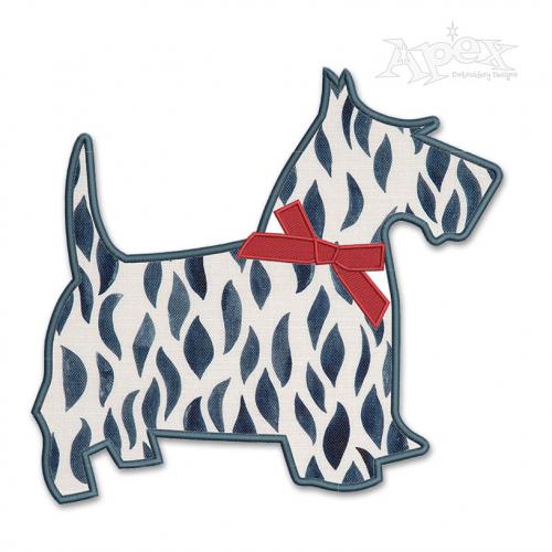 Scottish Terrier Dog Applique Embroidery Design