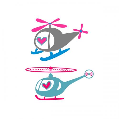 Heart Helicopter SVG Cuttable Designs