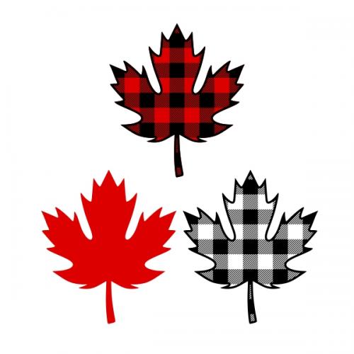 Buffalo Plaid Pattern Maple Leaf SVG Cuttable Designs