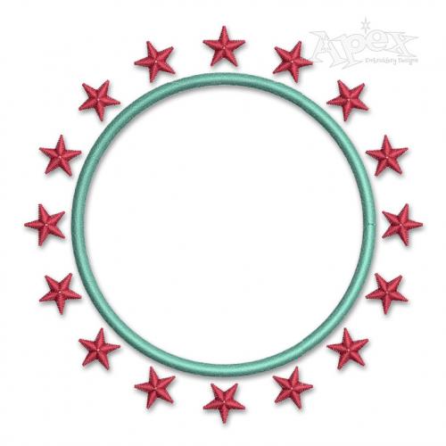 Stars Circle Monogram Frame Embroidery Designs