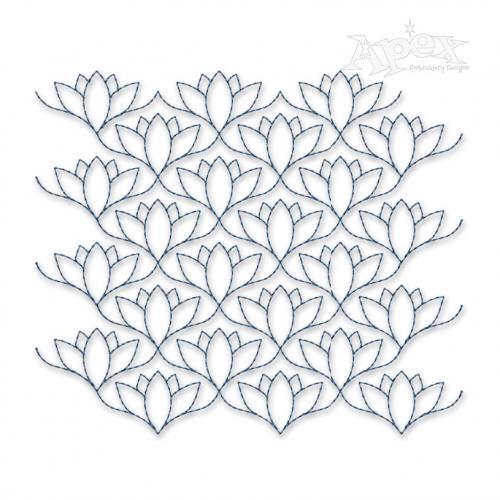Lotus Flower Seamless Quilt Block Embroidery Design