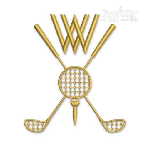 Crossed Golf Clubs Embroidery Designs