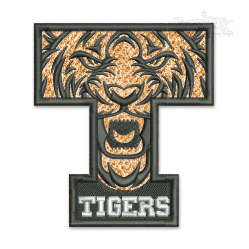 T Tiger Applique Embroidery Design