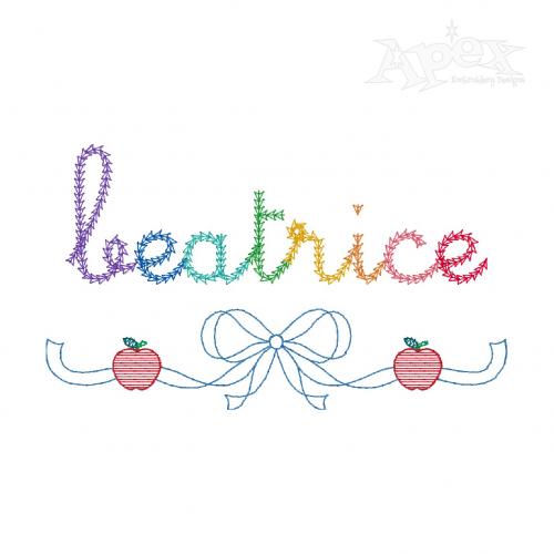 Apple Bow Frame Embroidery Design
