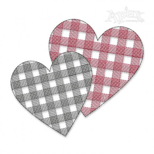 laid Pattern Two Hearts Embroidery Designs