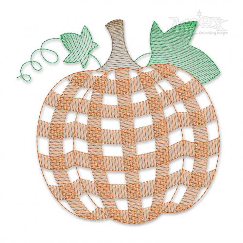 Plaid Pattern Pumpkin Embroidery Designs