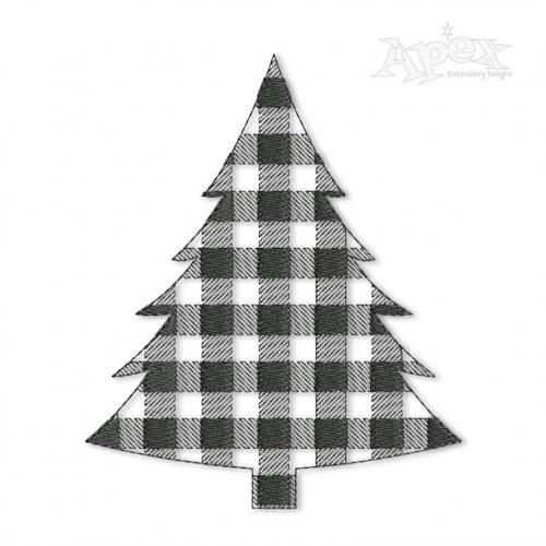 Plaid Pattern Christmas Tree Embroidery Designs