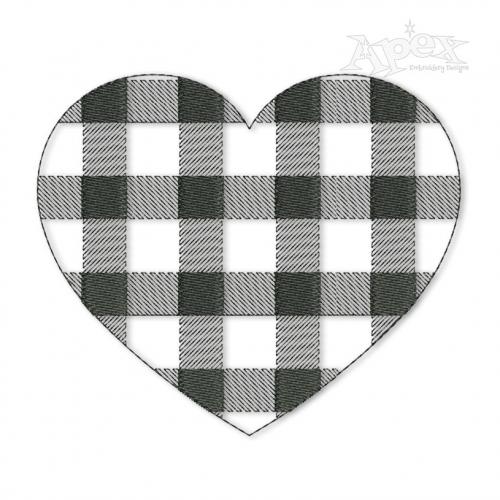 Plaid Pattern Heart Embroidery Designs
