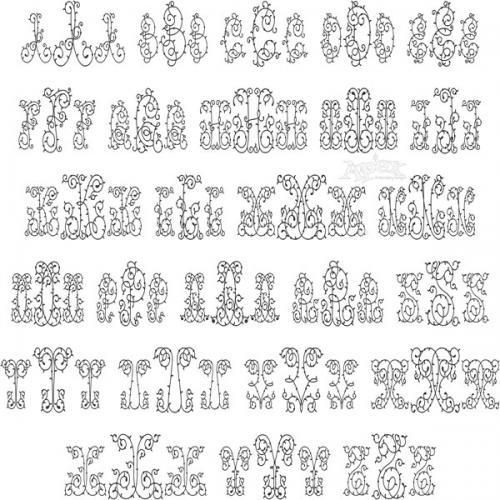 Sweet Briar Vine Monogram Embroidery Font