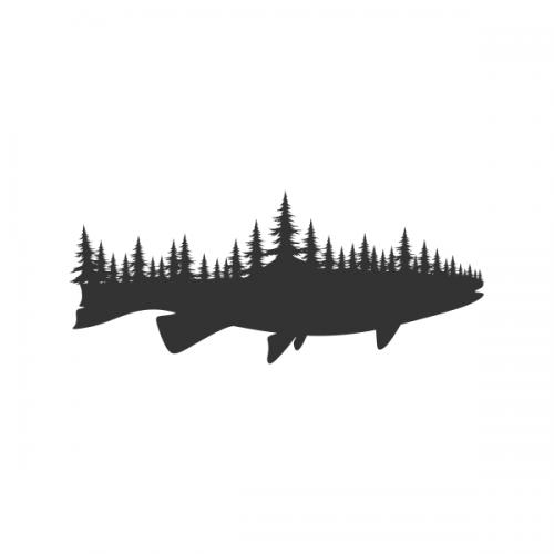 Fish Forest Silhouette SVG Cuttable Designs