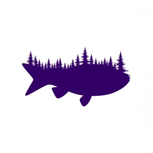 Fish Forest Silhouette SVG Cuttable Designs