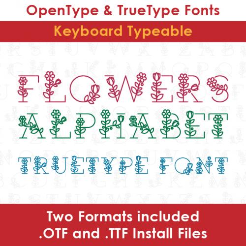 Flowers Alphabet TrueType Font