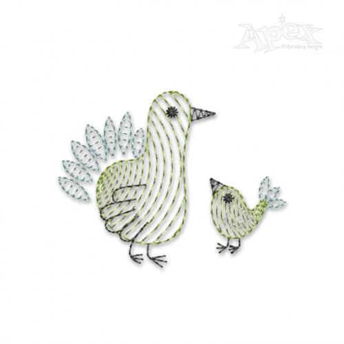 Mother And Baby Turkey Embroidery Designs