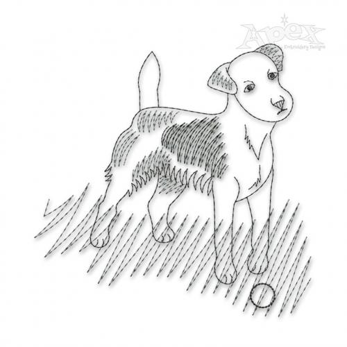 Fox Terrier Dog Sketch Embroidery Designs