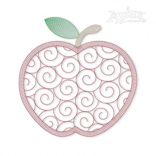 Circle Swirl Apple Embroidery Designs