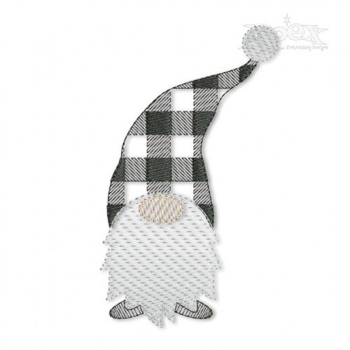 Plaid Pattern Gnome Embroidery Design