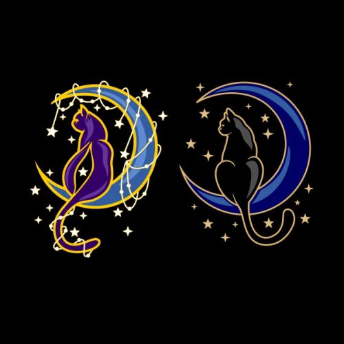 Cat And Crescent Moon Cuttable Designs
