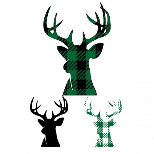 Plaid Pattern Deer or Reindeer Head SVG Cuttable Designs