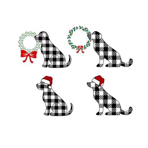 Christmas Plaid Pattern Dogs Pack Cuttable Designs
