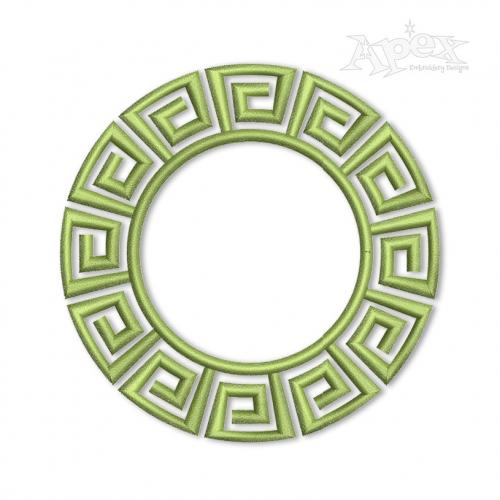 Greek Key Circle Monogram Frame Embroidery Design
