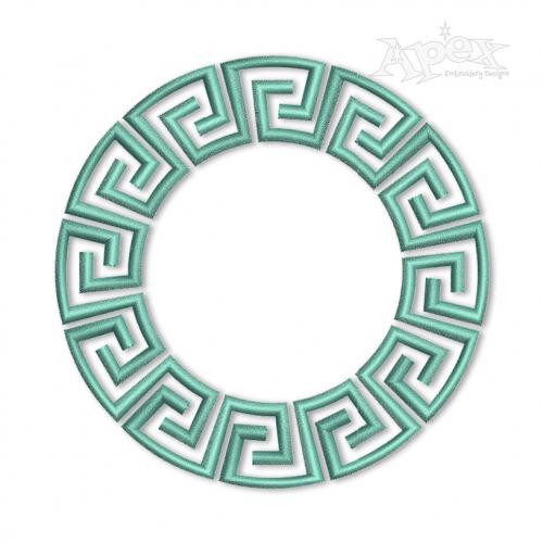 Greek Key Monogram Circle Frame #2 Embroidery Design