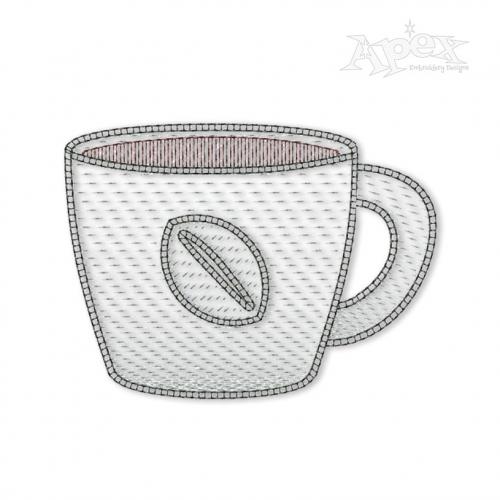 Coffee Bean Cup Embroidery Designs