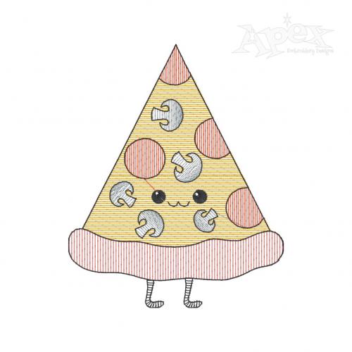 Fun Pizza Slice Sketch Embroidery Design