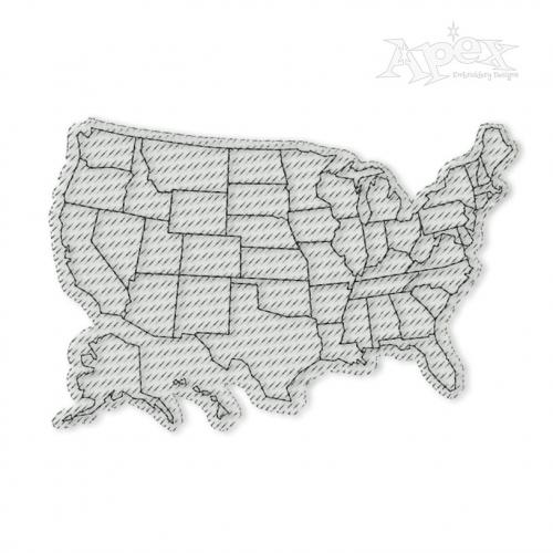 The United States Map Embroidery Designs