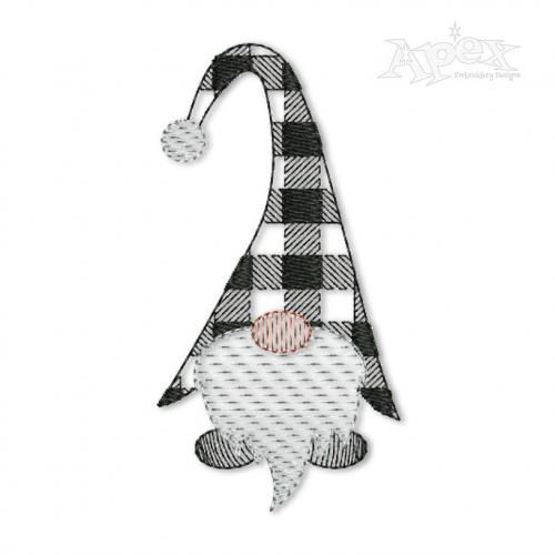 Plaid Pattern Gnome Embroidery Designs