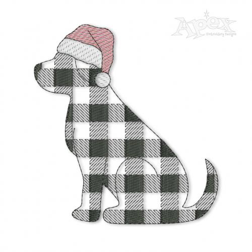Buffalo Plaid Christmas Dog Embroidery Design