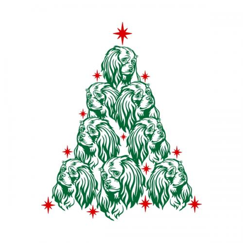 Cavalier King Charles Spaniel Dog Christmas Tree SVG Cuttable Designs