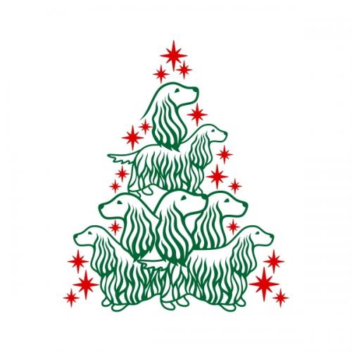 Cavalier King Charles Spaniel Dog Christmas Tree SVG Cuttable Designs