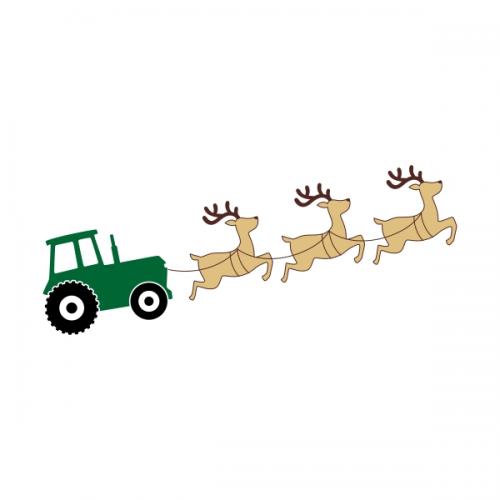Christmas Tractor Reindeers Sleigh Cuttable Designs