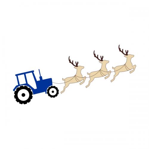 Christmas Tractor Reindeers Sleigh Cuttable Designs