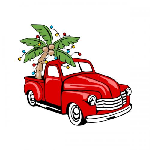 Christmas Palm Tree Truck SVG Cuttable Designs