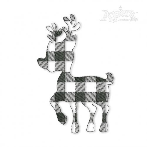 Cute Plaid Baby Reindeer Embroidery Design