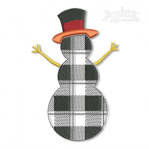 Tartan Plaid Snowman with Hat Embroidery Design